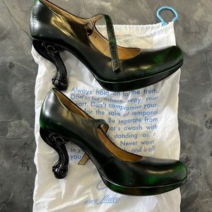Fluevog blackish-green heels